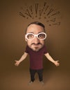 Big head person with social exclamation marks Royalty Free Stock Photo