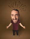 Big head person with social exclamation marks Royalty Free Stock Photo