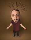 Big head person with social exclamation marks Royalty Free Stock Photo