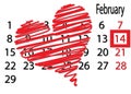 A big heart on the calendar, Valentine's Day