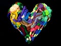 Colorful heart from mix from embroidery threads
