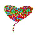 Big heart made from round shapes multicolor confetti on white background. Bright colorful small dots. Vector illustration Royalty Free Stock Photo