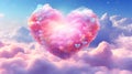 Big Heart made of small hearts in the clouds. 3D illustration. Valentine's Day background. Beautiful big Royalty Free Stock Photo