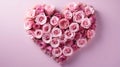 Big heart with pink rose flowers, light background.Valentine\'s Day banner with space for your own co Royalty Free Stock Photo
