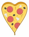 Big heart shaped pizza slice for valentine`s day Royalty Free Stock Photo