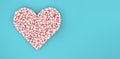 Big heart of small pink hearts on a blue background, banner for Valentine`s Day. 3d rendering Royalty Free Stock Photo