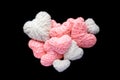 Big heart of small pink and white wool yarn heart shape isolated Royalty Free Stock Photo