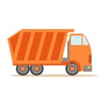 Big Heavy Orange Truck , Part Of Roadworks And Construction Site Series Of Vector Illustrations