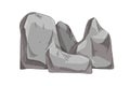 Big heavy rocks. Group of rough solid boulders, large mountain stones. Realistic drawing of natural rubbles heap. Rocky