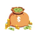 Big heavy sack full of money with dollar sign Royalty Free Stock Photo