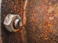 Big Hexagon Nut Rusty Metal locked with rust close up Royalty Free Stock Photo