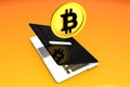 Bitcoin, Digital Money Box Laptop Royalty Free Stock Photo