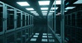 Big High Tech Server Data Center With Reflective Floor And A Lot Of Servers Artificial Intelligence Concept. 3D Rendering Royalty Free Stock Photo