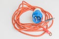 The big hight power plug with the large red copper wires on the white background Royalty Free Stock Photo