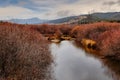 Autumn at the Big Hole River, Big Hole National Battlefield in Montana. Royalty Free Stock Photo