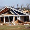 Big home destroyed by a tornado in central United States due to climate change and severe weather