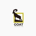 Big horn goat on the box logo. silhouette goat logo isolated on white