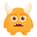 Big horns monster icon cartoon vector. Crazy child