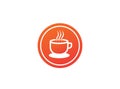 Big hot cup of cafe warm caffee logo design illustration