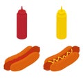 Big hot dog with mustard isolated on white background Royalty Free Stock Photo