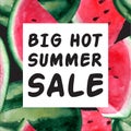 Big Hot Summer Sale Banner. Vector watercolor illustration with Royalty Free Stock Photo