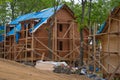 Big house made of wood under construction Royalty Free Stock Photo