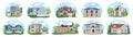 Big houses set N2, Vector Buildings Set. Flat Design Houses set Isolated on White Background.