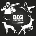 Big hunting elements on blackboard