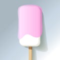 Big ice cream lolly jelly strawberry pudding topping on a grey background. Royalty Free Stock Photo