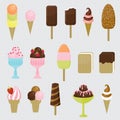 Big ice cream vector icons collection Royalty Free Stock Photo