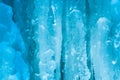 Big ice icicles. Large ice frozen waterfall. Royalty Free Stock Photo