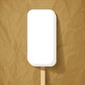 Big ice lolly icecream white on a crumpled paper brown background vector.