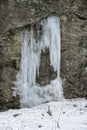 Big icicles on the rock, Ilanovska valley, Low Tatras, Slovakia Royalty Free Stock Photo