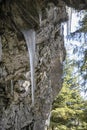 Big icicles on the rock, Poludnica, Low Tatras, Slovakia Royalty Free Stock Photo