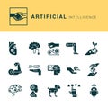 Big icon set. A set of icons in the linear style of artificial intelligence, robots and various modern technologies. EPS