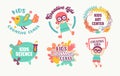 Big Icons Set Kids Art Center, Creative Class, Science Banners or Badges Isolated on White Background Royalty Free Stock Photo