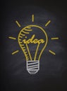 A big idea bulb on blackboard Royalty Free Stock Photo