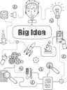 Big Idea concept with Doodle design style :Finding Solutions, UI design,creative thinking. Modern style illustration for Royalty Free Stock Photo