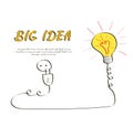 Big idea concept with light bulb in doodle style. Brainstorm, innovation and creativity banner design with copy space. Royalty Free Stock Photo