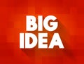 Big Idea - core concepts, principles and processes that should serve as the focal point of curricula, instruction, and assessment