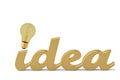 Big idea letter and light bulb on white background.3D illustration.