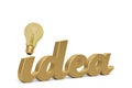 Big idea letter and light bulb on white background.3D illustration.