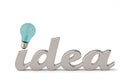 Big idea letter and light bulb on white background.3D illustration.