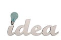 Big idea letter and light bulb on white background.3D illustration.