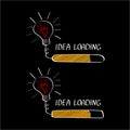 Big idea with loading bar isolated on black background. Brainstorming or creative thinking banner concept. Royalty Free Stock Photo