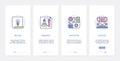 Big idea research education processes UX, UI onboarding mobile app page screen set