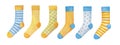 Big illustration set of various colourful pairs of socks.