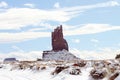 Big Indian Butte and the desert after a snowfall