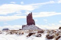 Big Indian Butte and the desert after a snowfall