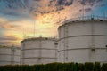 Big industrial oil tanks in a refinery base Royalty Free Stock Photo